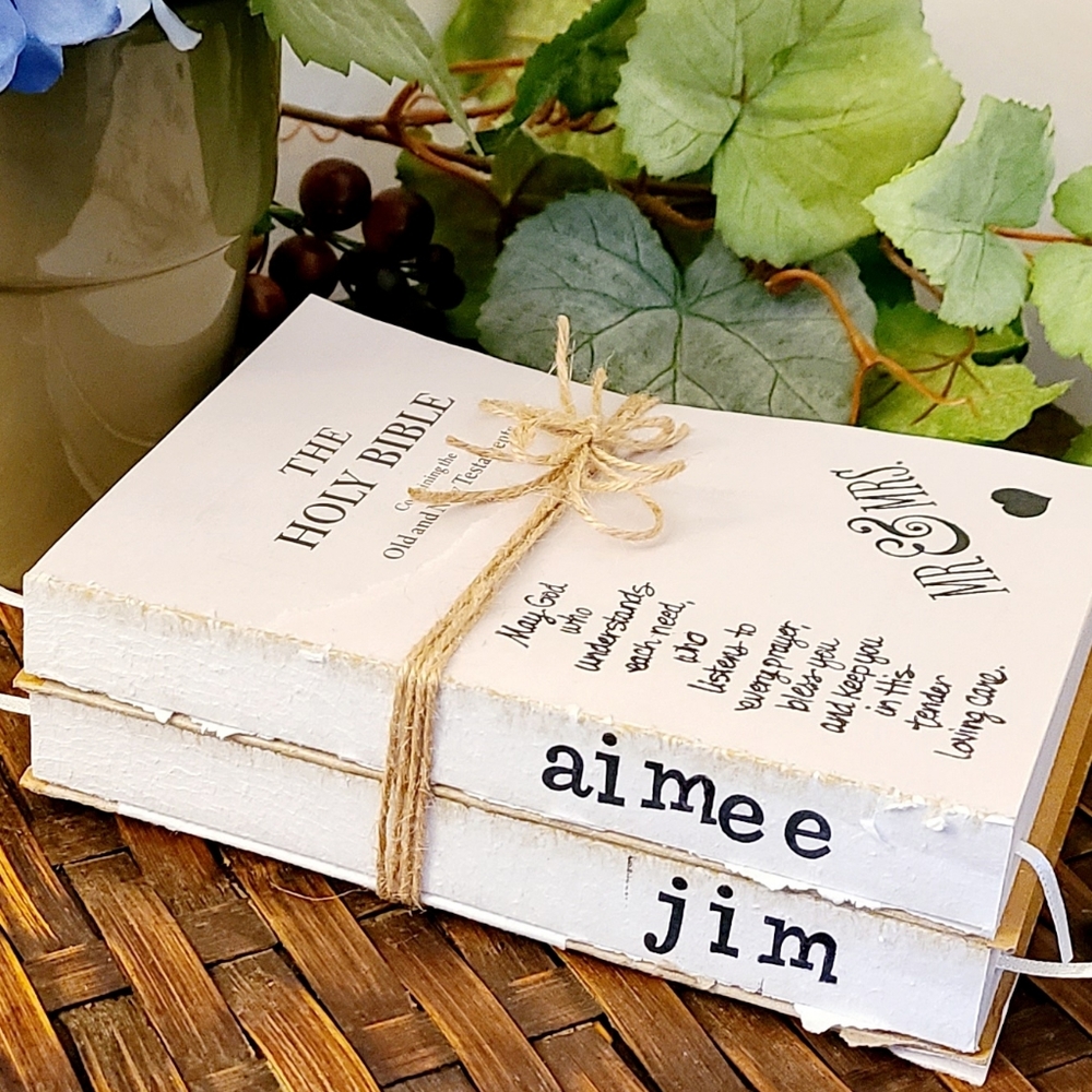 Large Personalized Farmhouse Style Book Stack